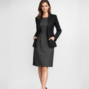 Koton Charcoal Gray Textured Midi Dress